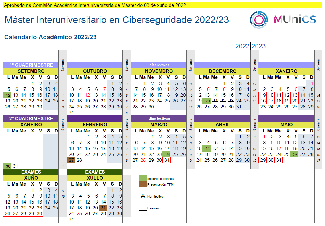 Calendario do curso 2022/2023